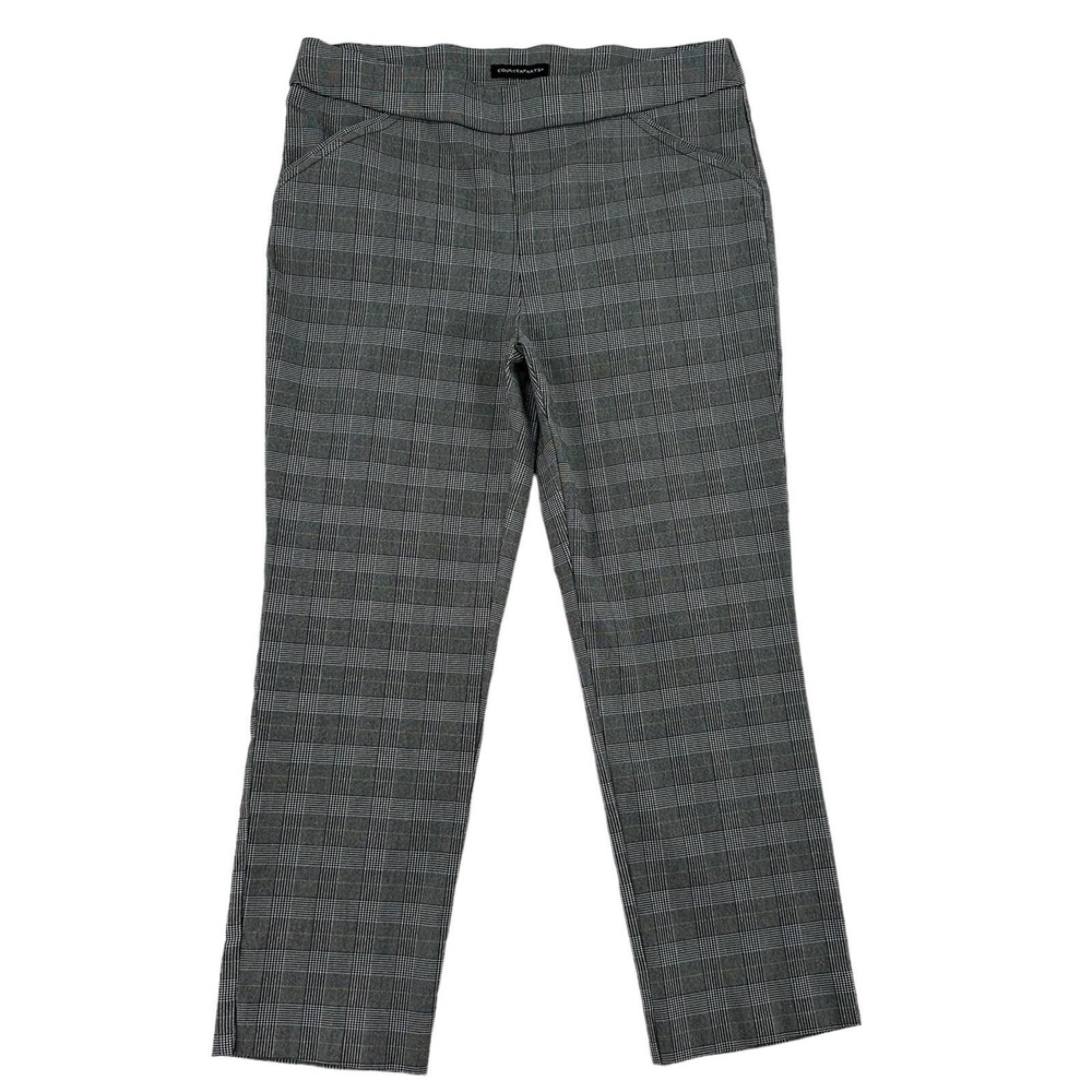 Counterparts Grey Glen Plaid Pull On Straight Leg Pants Career Business 14P